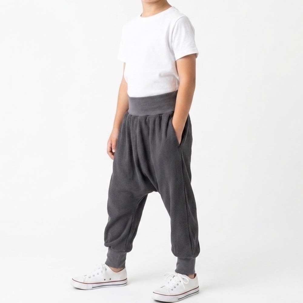 EUC NEVE/HAWK Harem Drop Waist Sweatpants SZ 7/8 Girls Boys Gray Flax Jersey USA
